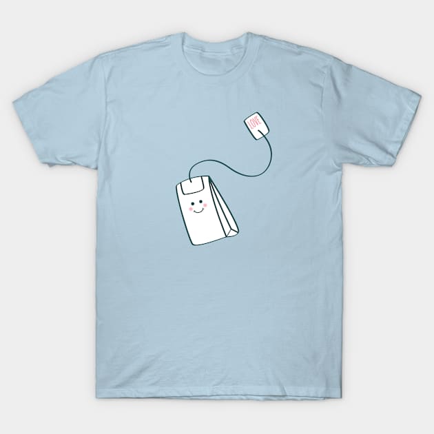 Love Tea Bag Kawaii Illustration T-Shirt by Sizzlinks